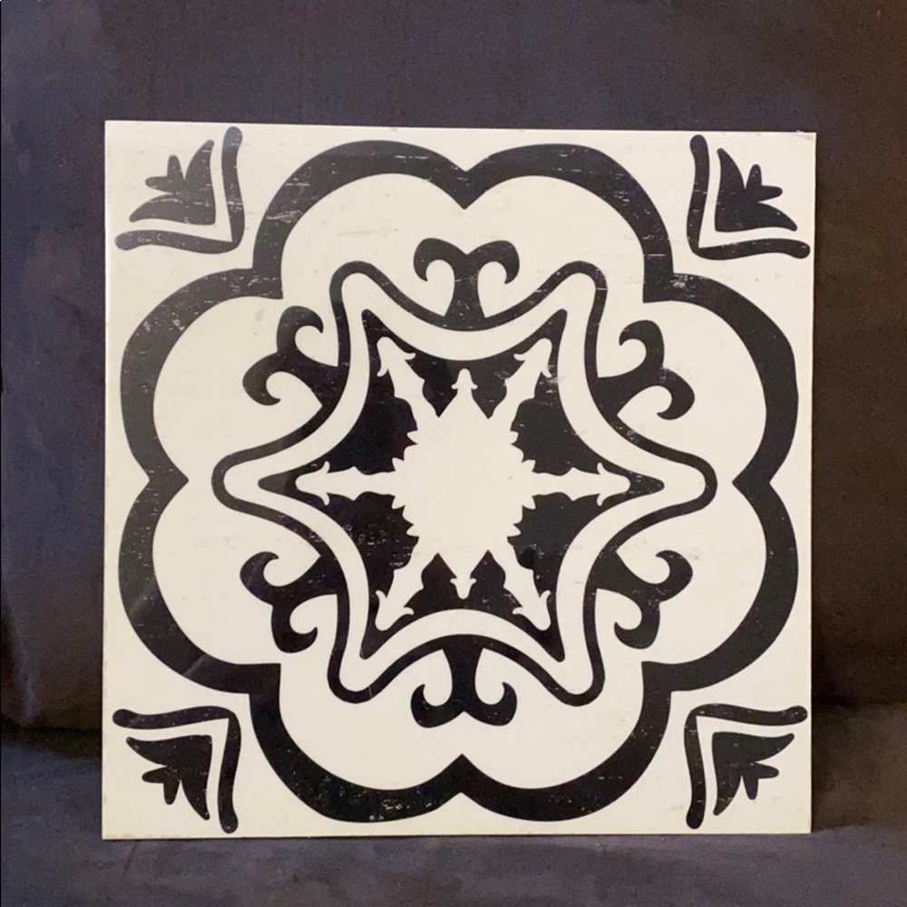 Geometric cream and black hanging wall tile
